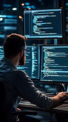 Wall Mural - skilled programmer seamlessly integrating api with website optimization