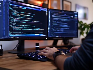Wall Mural - skilled programmer masterfully implementing api on website with unwavering focus