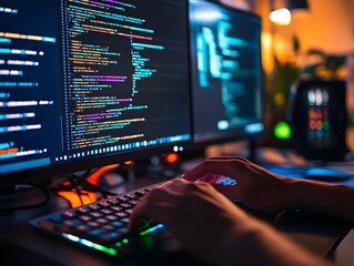 Wall Mural - skilled programmer expertly implementing api on website with unwavering focus