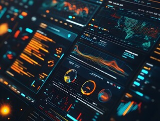 Wall Mural - comprehensive real time data analytics dashboard with striking abstract art style visualization