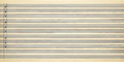 Blank Musical Score With Ruled Lines And Empty Staves Ready For Writing Or Printing Notes