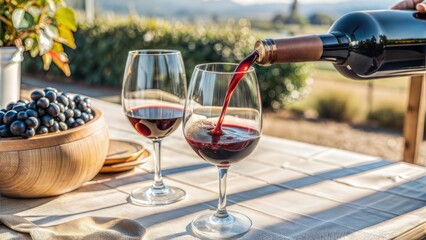 Wall Mural - pouring glass of red wine from a bottle