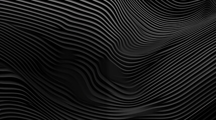 Poster - Abstract Black Curved Layered Waves With Depth and Texture