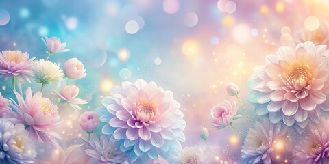 Wall Mural - A dreamy backdrop of layered pastel flowers with luminous points and smooth gradient effects