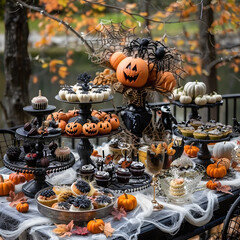 Wall Mural - Halloween party food on a table