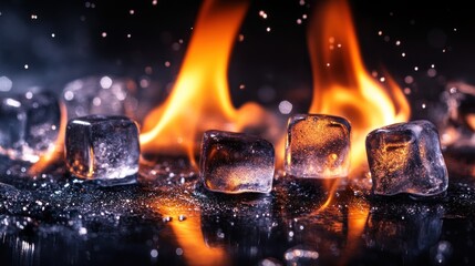 Sticker - Ice Cubes Melting in Flames