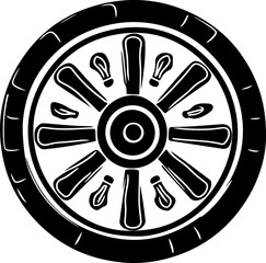 Canvas Print - Stylized Black and White Wheel Illustration