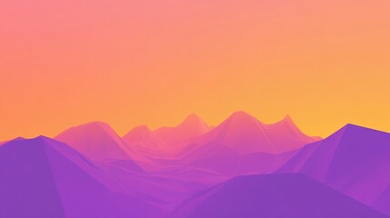 Vibrant sunset over abstract mountains with warm hues creating a tranquil atmosphere in a digital landscape