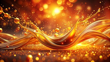 Wall Mural - Dynamic wallpaper with vibrant orange and gold splashes, shimmering bokeh lights, and fluid patterns