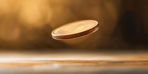 Wall Mural - Coin spinning in midair with motion blur, captured in a studio setting, coin in midair, dynamic shot.