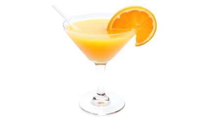 Wall Mural - A refreshing orange juice drink with a slice of orange garnish.