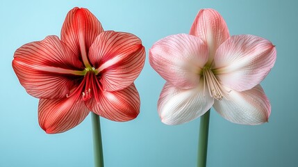 Canvas Print - Red and Pink Amaryllis Flowers