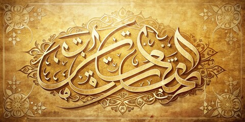 Wall Mural - Intricate Arabic calligraphy decorates a soft, golden background, gently swirling curves and flourishes forming the romantic phrase, conveying love and devotion in elegant, Middle Eastern flair.