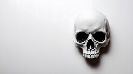 Poster - A white human skull isolated against a white background.