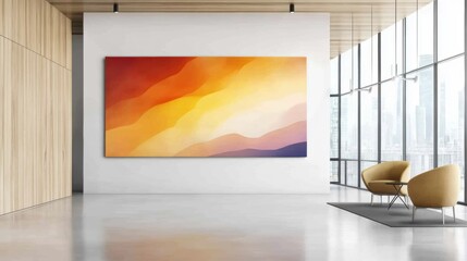 Poster - Vibrant abstract acrylic artwork in a modern office, reflecting New energy, celebration theme