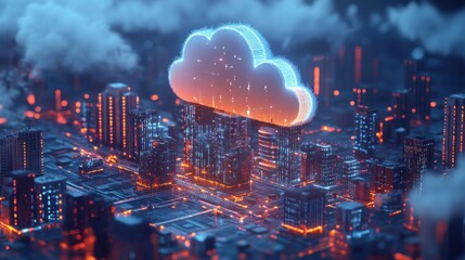 Cloud Computing Over Futuristic City