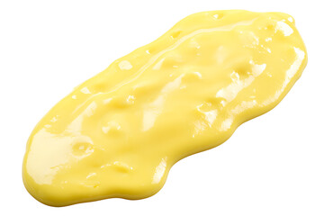 Sticker - Closeup of melted cheese stretching and dripping isolated on white background