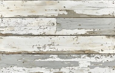 Wall Mural - Weathered Wooden Planks with White and Gray Finish