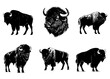 © Creative_View - Bison silhouette vector, A set of bison vectors