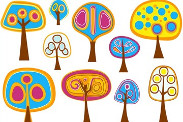 Colorful Abstract Trees Clip Art