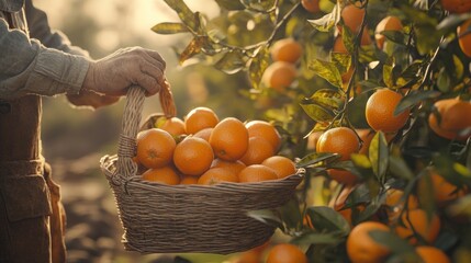 Poster - Harvesting Fresh Oranges in a Sunny Orchard