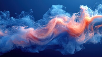 Wall Mural - A blue and orange smokey cloud with a blue and orange swirl