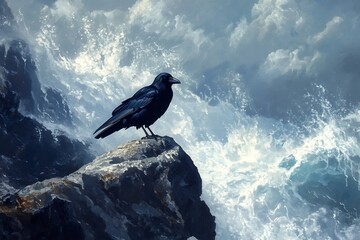 Canvas Print - crow on the sea