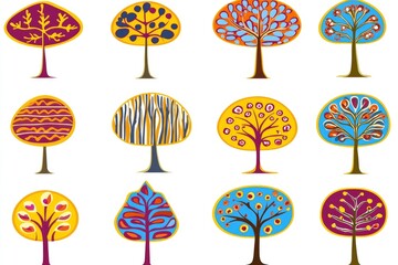 Sticker - Colorful Abstract Trees Set