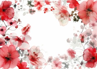 A beautiful floral frame featuring soft red and pink blossoms, perfect for adding a touch of elegance to any design.