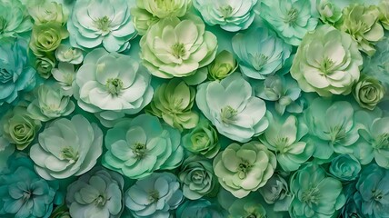 Sticker - background with green flowers