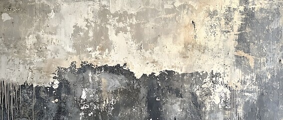 Wall Mural - Textured Concrete Wall with Peeling Paint and Water Stains