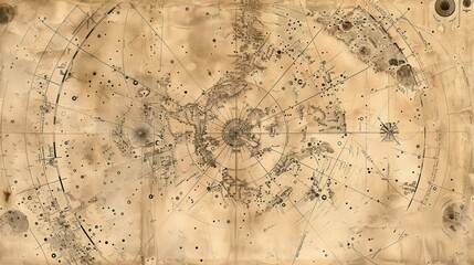 vintage celestial map depicting constellations and stars, perfect for education or decor.