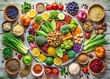 © Four888 - Vibrant Infographic Showcasing A Diverse Range Of Plant-Based Foods Organized According To Their Nutritional Content, Creating A Colorful And Informative Health Resource.