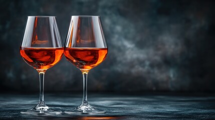 Wall Mural - Two glasses of wine are sitting on a table, AI