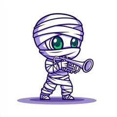 Sticker - Cute Mummy Playing the Trumpet