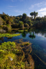 Beautiful clear lake with green scenery around.