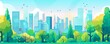 © Cathynew - Urban green spaces, integrating nature, flat design illustration