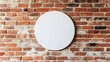 © mangolovemom - A white round mirror is mounted on a brick wall. The mirror is empty and the wall is covered in graffiti