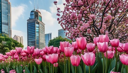 Canvas Print - tulips in the city