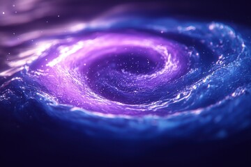 Swirling cosmic vortex with glowing energy particles and stars in deep space