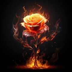 Fire rose on a black background