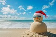 © Kenny - Festive sandman with sunglasses on a sunny beach for a tropical christmas