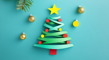 This card features a Christmas tree made by cutting out paper. It's a fun and easy craft project to make for the holidays.