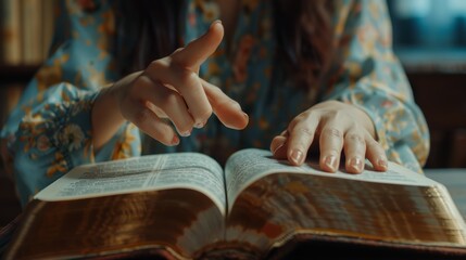 Closeup of hands holding a Bible, focused on reading for peace, guidance, or personal growth. Zoom in on worship with scripture, emphasizing learning, praise, and gratitude in a spiritual setting