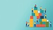 © Anan - Business Team building  goals  activities Creative teamwork, building blocks collaboration, flat design illustration