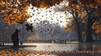 Wall Mural - Autumn Birds