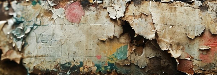 a close-up view of a textured, weathered wall with peeling paint and a distressed appearance.