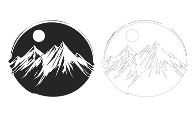 mountain vector, icon, logo. Set of rocky mountain silhouette. bundle vector