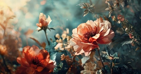 A close-up of two vibrant orange flowers with a lush green background.