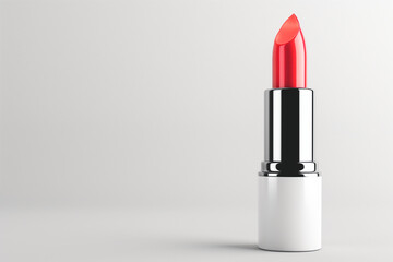 Wall Mural - A red lipstick is sitting on a white background